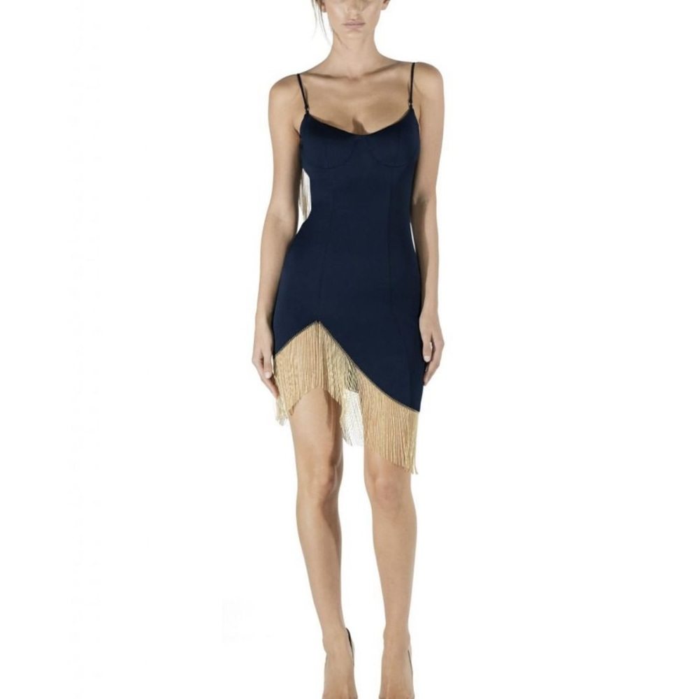 MISHA Collection Navy Fringe Nicole a mini Dress